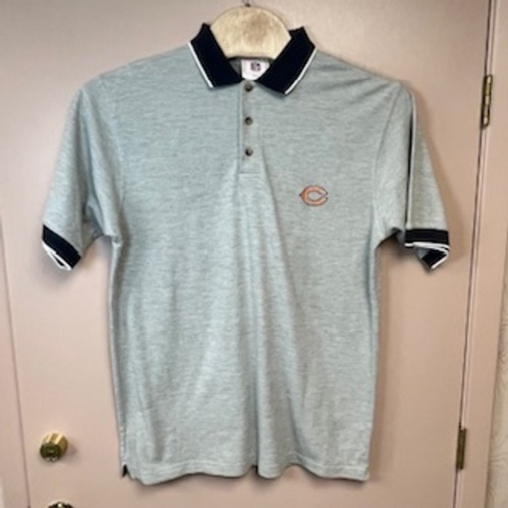 NFL Chicago Bears Polo Shirt Mens Large Gray Short Sleeve Embroidered Logo L